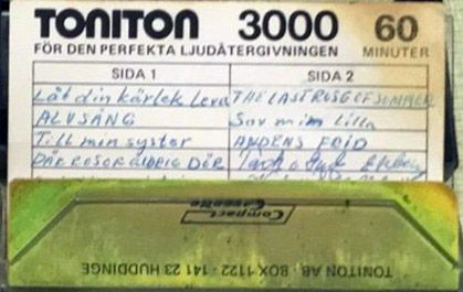 Compact Cassette Toniton 3000 60 Type I Normal 1970 Sweden