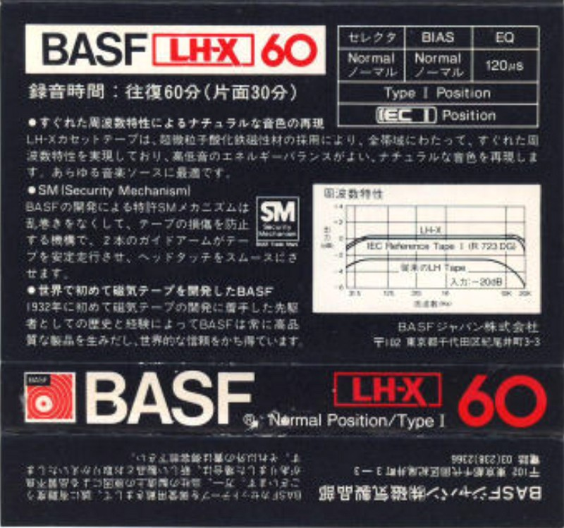 Compact Cassette BASF LH-X 60 Type I Normal 1982 Japan