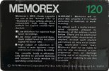 Compact Cassette Memorex MRX3 Oxide 120 Type I Normal 1978 USA