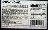 Compact Cassette TDK AD-X 90 Type I Normal 1986 Australia, Europe