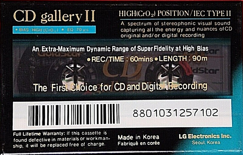 Compact Cassette Goldstar CD Gallery 60 Type II Chrome 1994 Canada