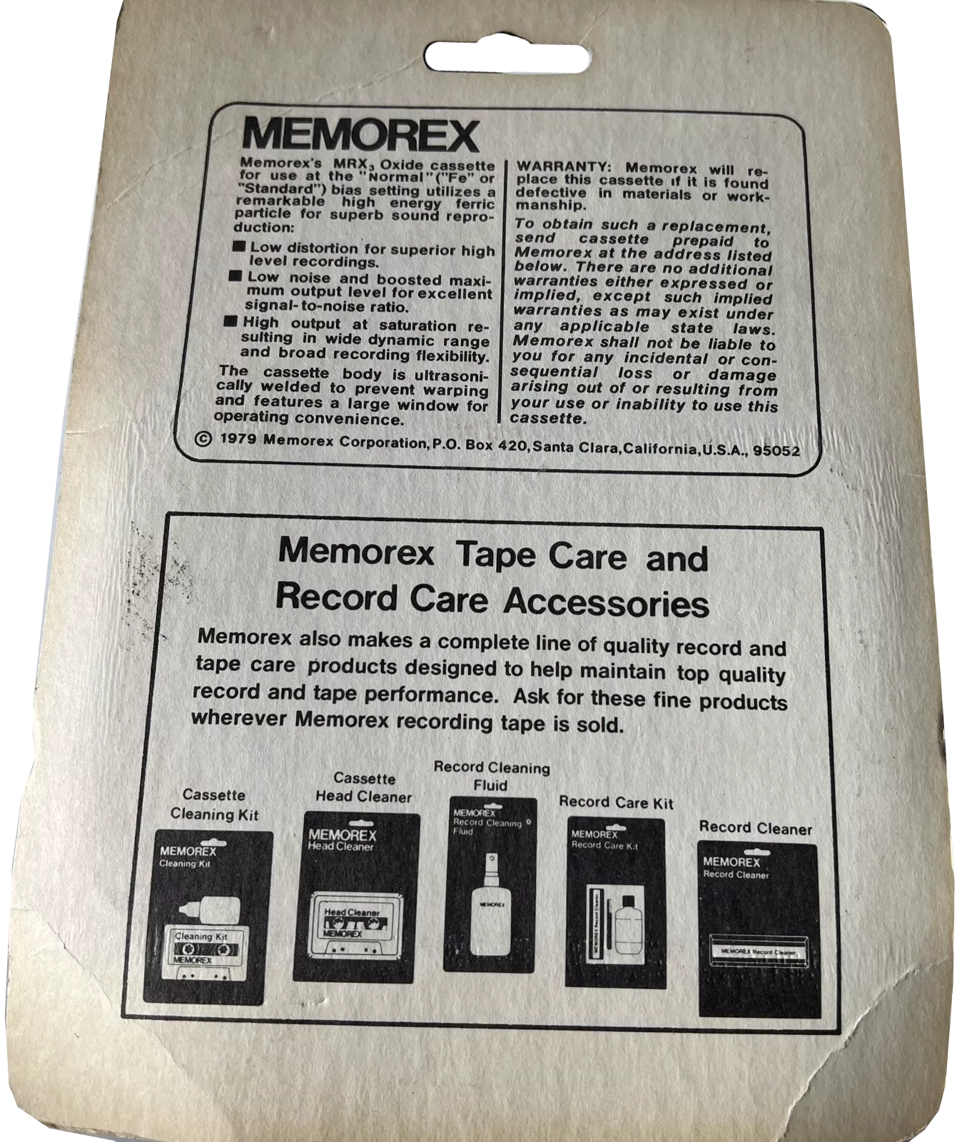 Blister Memorex MRX3 Oxide 45 Type I Normal 1979 USA