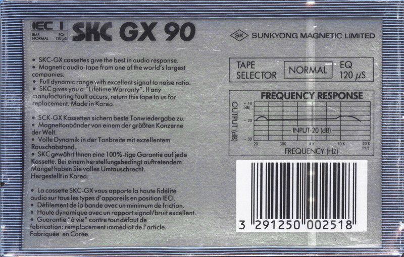 Compact Cassette SKC GX 90 Type I Normal 1987 Europe