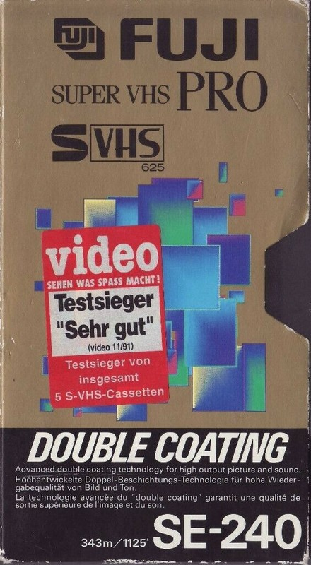 VHS, Video Home System Fuji S-VHS Pro 240 "SE-240" Type I Normal 1991 Europe