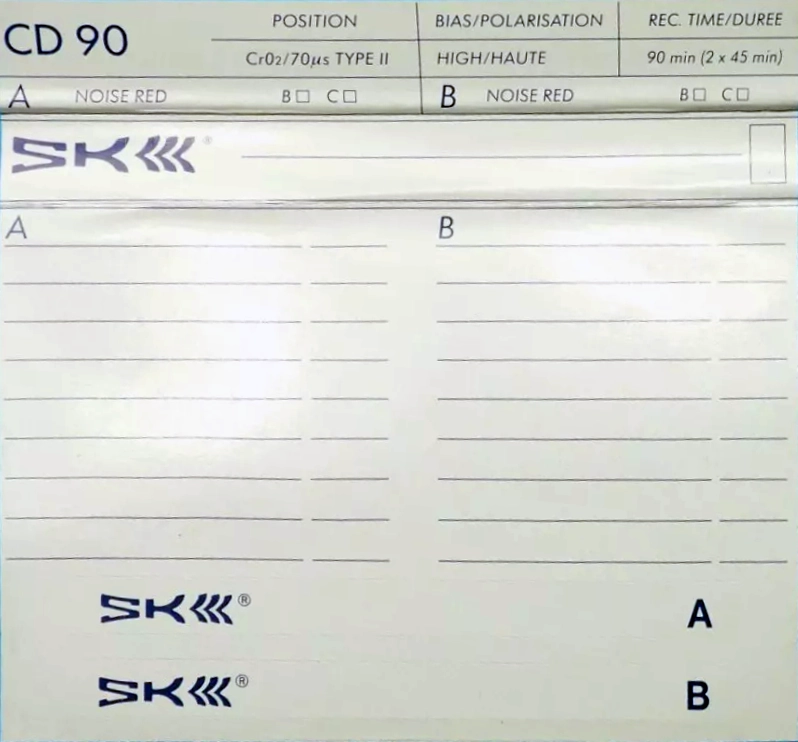 Compact Cassette SK CD 90 Type II Chrome 1995 Europe