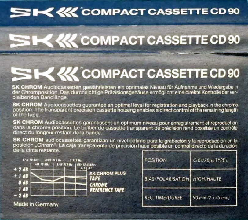 Compact Cassette SK CD 90 Type II Chrome 1995 Europe