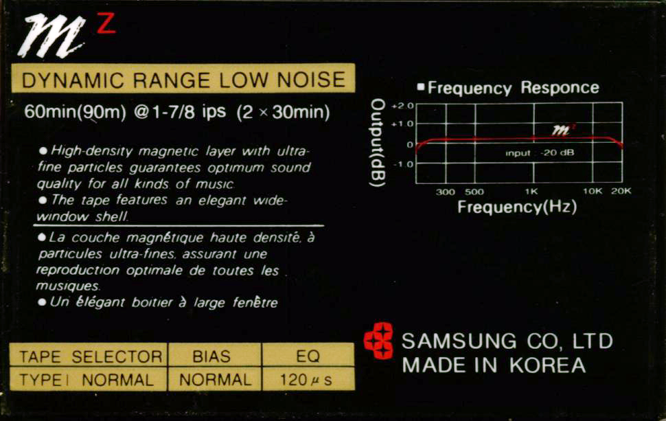Compact Cassette Samsung MZ 60 Type I Normal 1992 South Korea