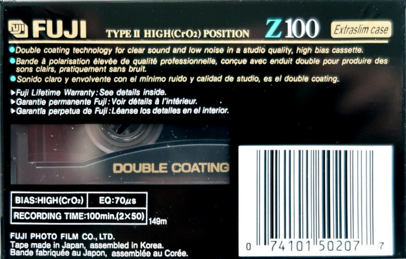 Compact Cassette Fuji Z 100 Type II Chrome 1995 North America