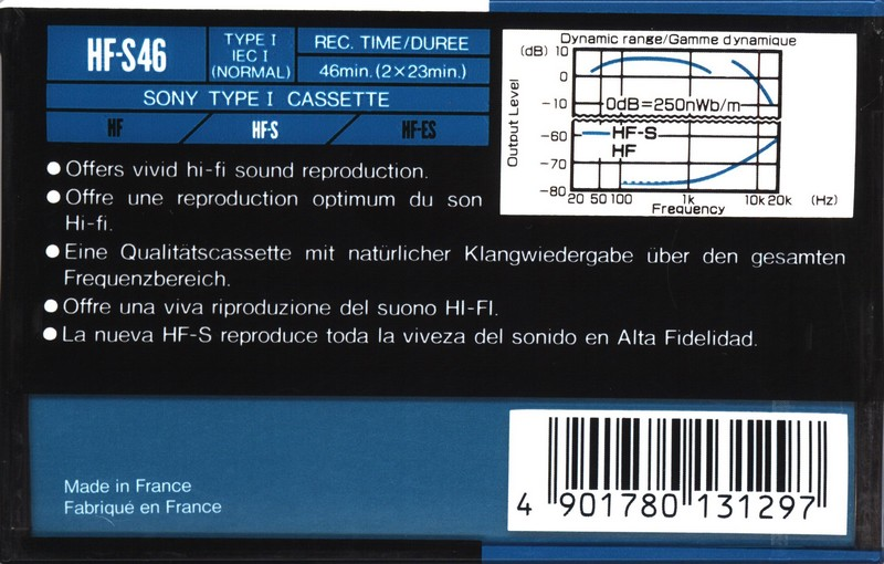 Compact Cassette Sony HF-S 46 Type I Normal 1990 Europe