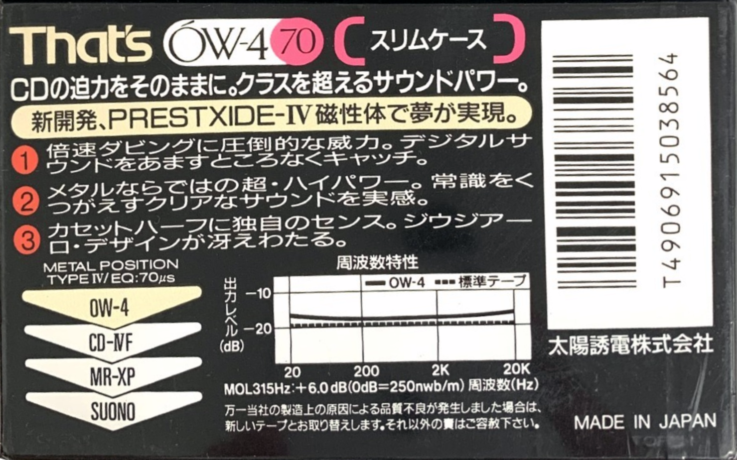 Compact Cassette Thats OW-4 70 Type IV Metal 1991 Japan