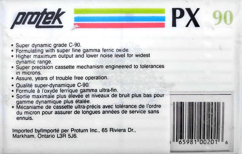 Compact Cassette Protek PX 90 Type I Normal Hong Kong