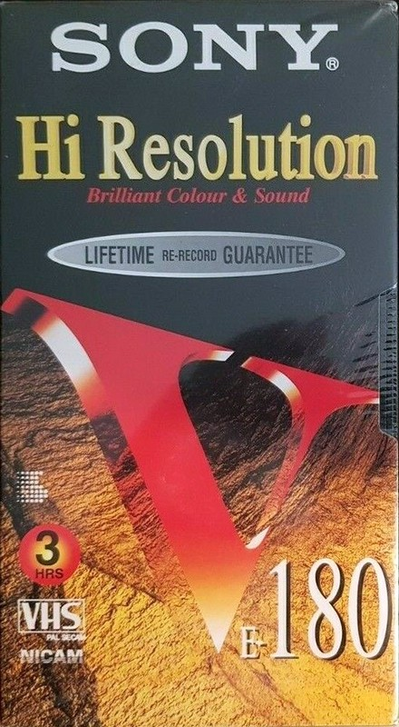 VHS, Video Home System Sony Hi Resolution 180 Type I Normal 1996 UK