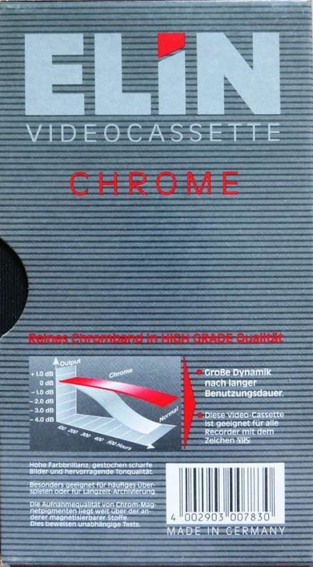 VHS, Video Home System Elin 240 Type II Chrome Germany