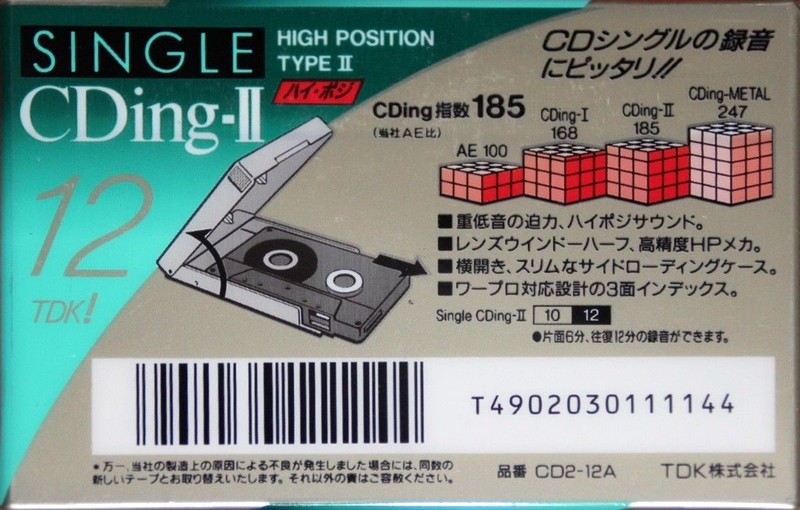 Compact Cassette TDK CDing 2 12 "CD2-12A Single" Type II Chrome 1997 Japan