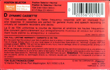 Compact Cassette TDK D 90 Type I Normal 1985 North America