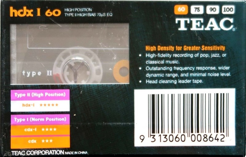 Compact Cassette Teac HDX I 60 Type II Chrome 1990 Worldwide