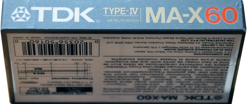 Compact Cassette TDK MA-X 60 Type I Normal 1986 Worldwide