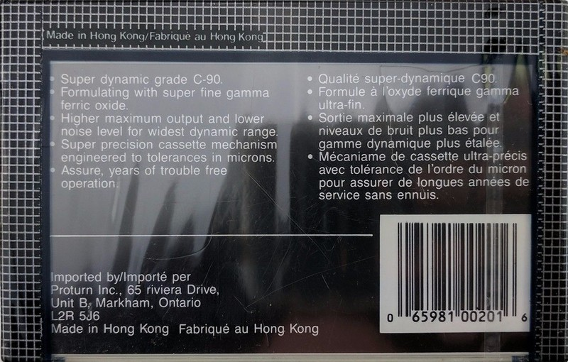 Compact Cassette Protek PX 1 90 "PX 1" Type I Normal Canada