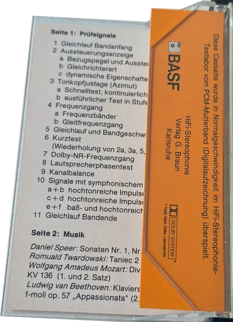 Compact Cassette BASF "DHFI Test" Test Cassette Germany