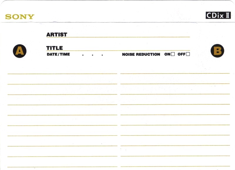 Compact Cassette Sony CDix II 50 "C-50CDX2C" Type II Chrome 1995 Japan