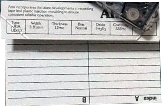 Compact Cassette Aria UDXR 1 60 Type I Normal 1979 Unknown Country