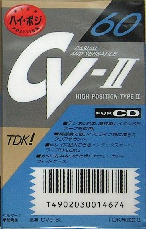 Compact Cassette TDK CV-II 60 &quot;CV2-60&quot; Type II Chrome 1990 Japan